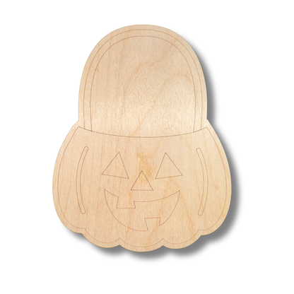 Unfinished Wood Etched Jack o' Lantern Pail Shape | Paint By Line Crafts | up to 30" DIY
