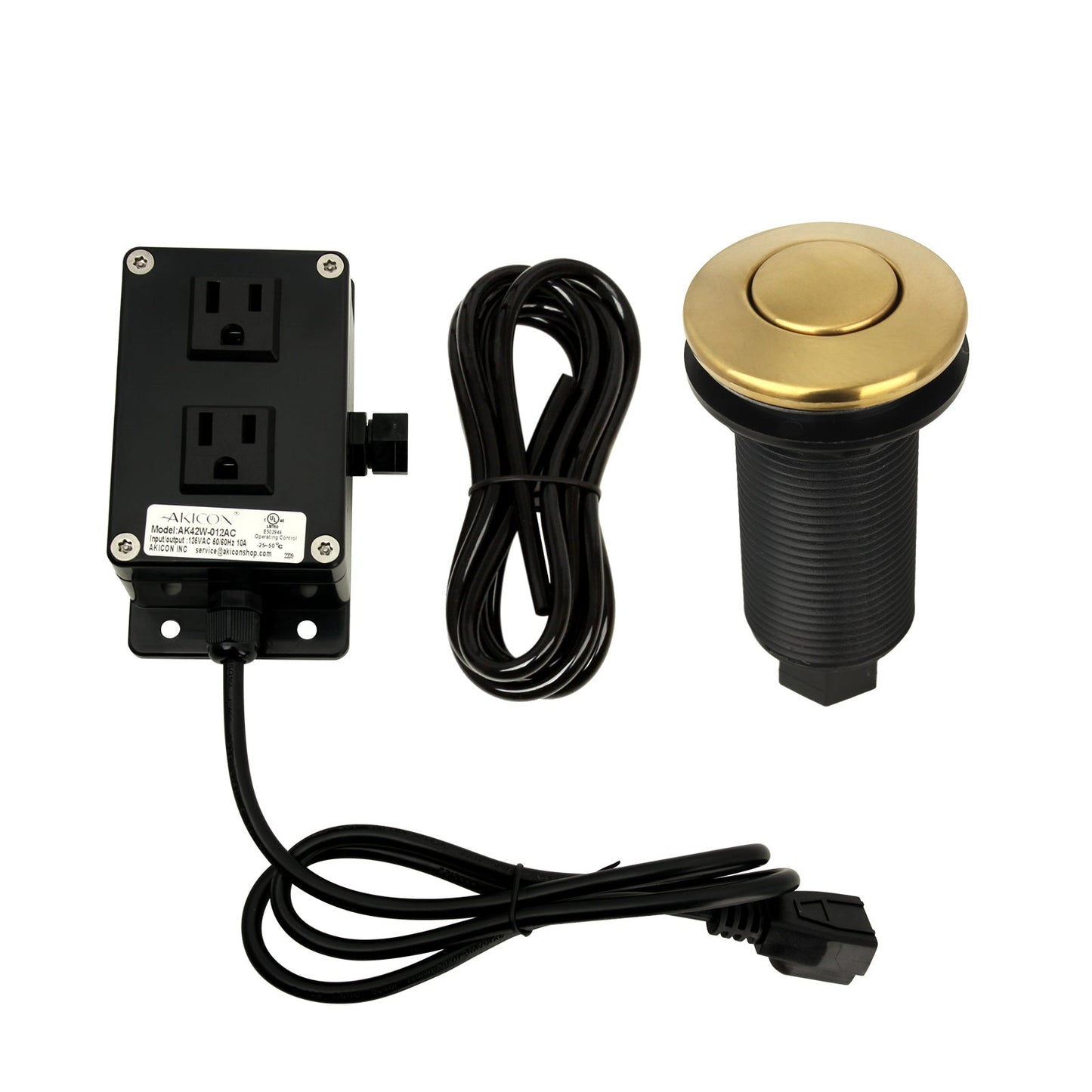 Dual Outlet Copper Garbage Disposal Kitchen Air Switch Kit - AK79001B-C