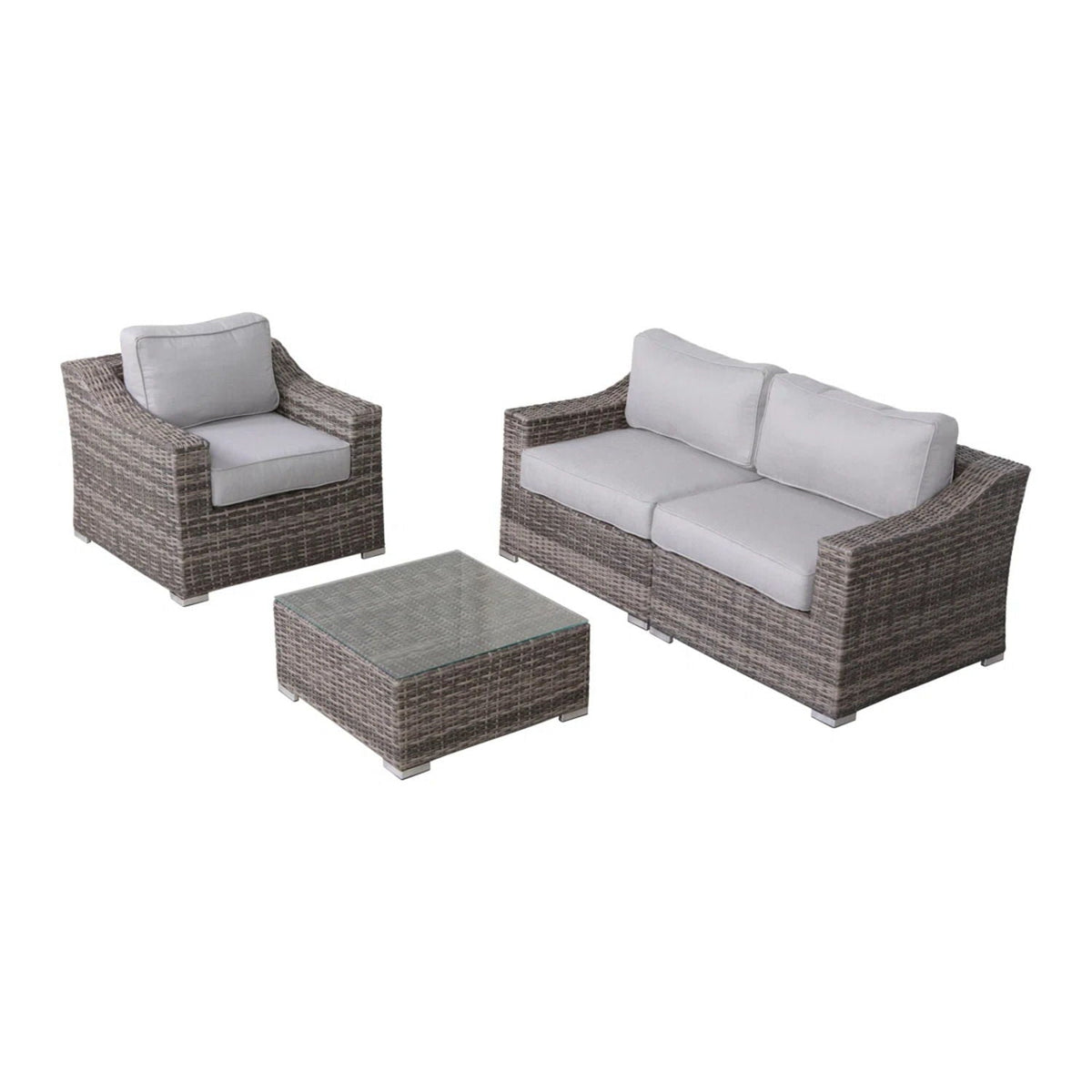 Outdoor Wicker Conversation Set With Cushions, All Weather