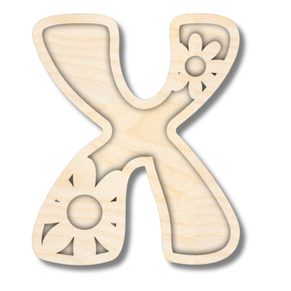 Unfinished Wood Layered Themed Letters | Groovy | A-Z | 2 Piece | up to 24"