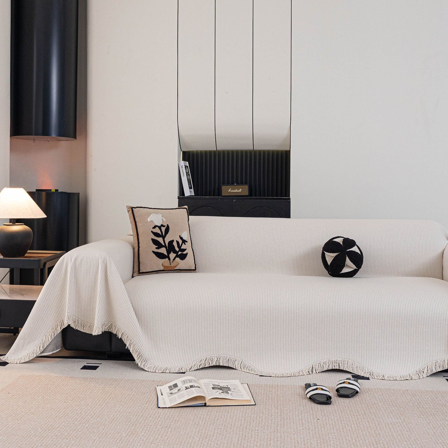 Soft Decorative Throw for Sofa and Loveseat, Textured Sofa Cover Blanket for Couch