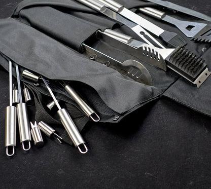 “Denver" Camping Accessories BBQ Tools Set  in a Fabric Case, 17 items