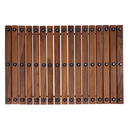 Sunriver Teak Shower and Bath String Mat with Rubber Feet 23.62" x 15.75"