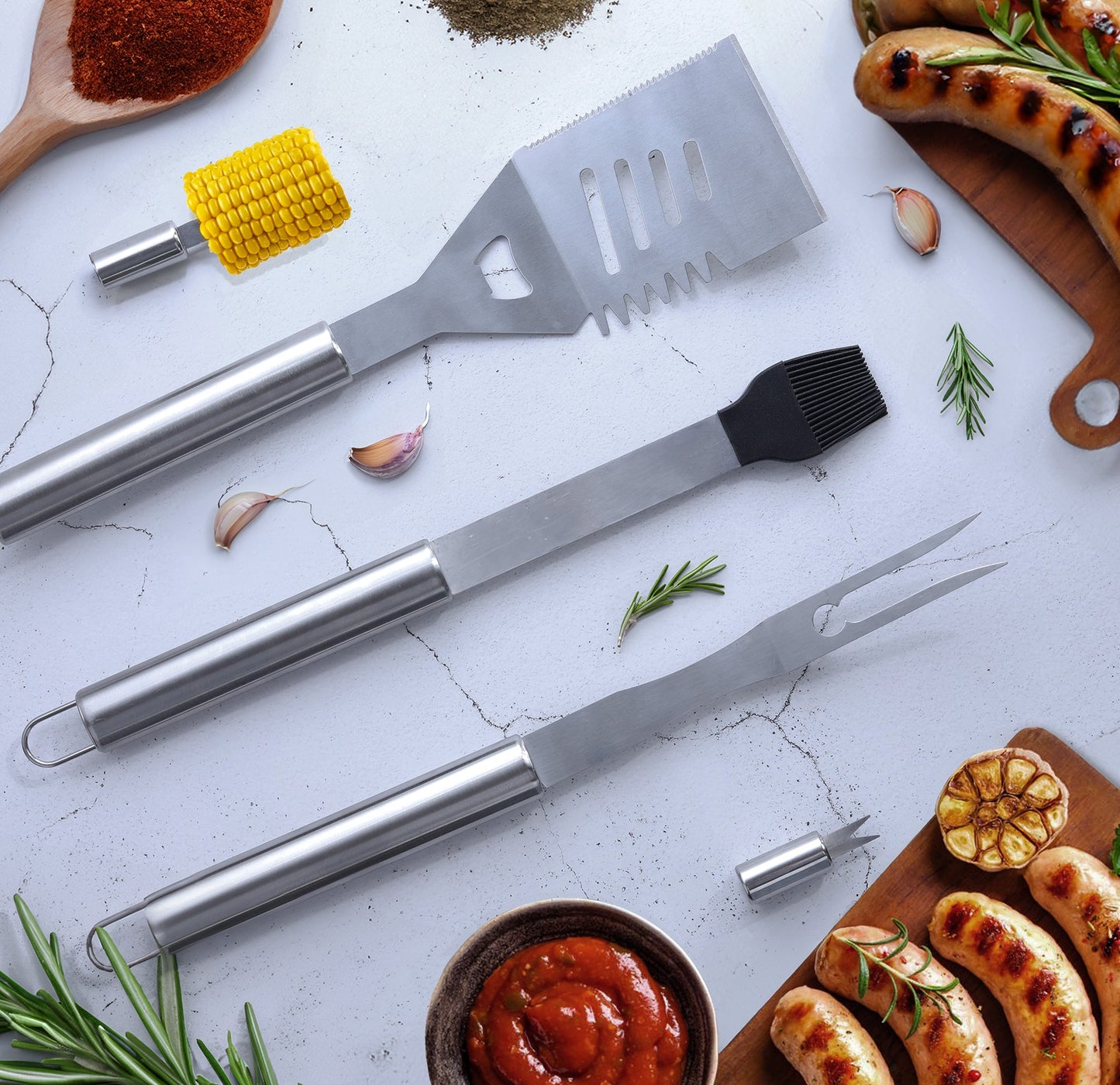 “Denver" Camping Accessories BBQ Tools Set  in a Fabric Case, 17 items