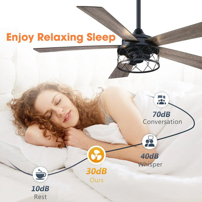 52" Mirelle Indoor Black Downrod Mounting Ceiling Fan with Light Kit and Remote