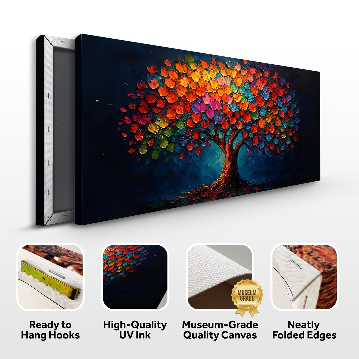 Rainbow Bloom Impasto Wall Art