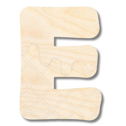 Unfinished Wood Layered Etched Themed Letters | Ice Cream | A-Z | 2 Piece | up to 24"