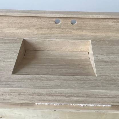 Marble Sink, Custom Travertine Sink, Handmade Beige Travertine Sink, Vein Cut Marble Vanity Top Sink, Marble Bathroom Sink, Vessel Sink (TR-140)