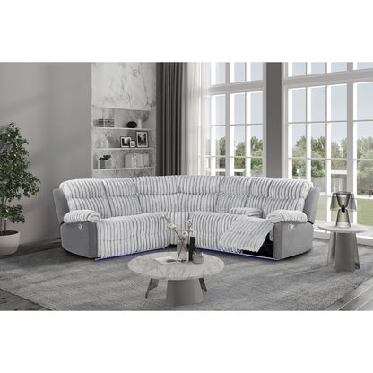 Bruni - Sectional Sofa With LED Lighting And Manual Recline - Gray