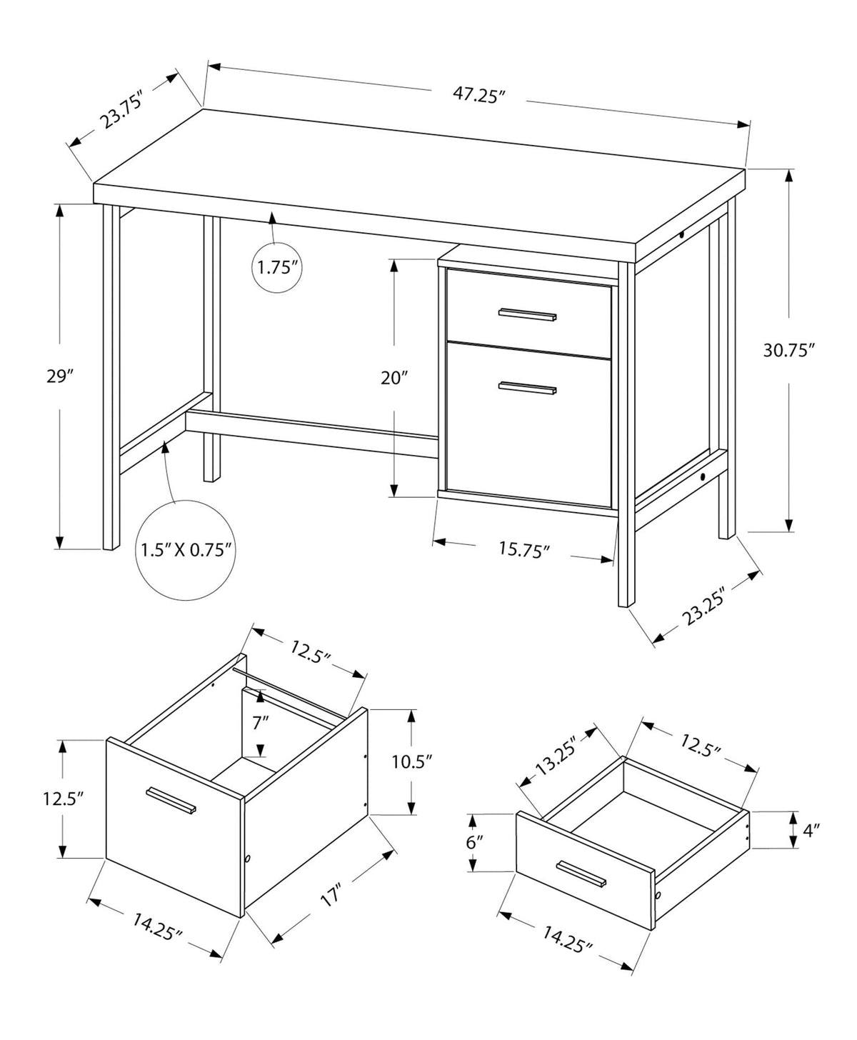 Computer Desk For Home Office, Left, Right Set - Up, Storage Drawers, Modern Design