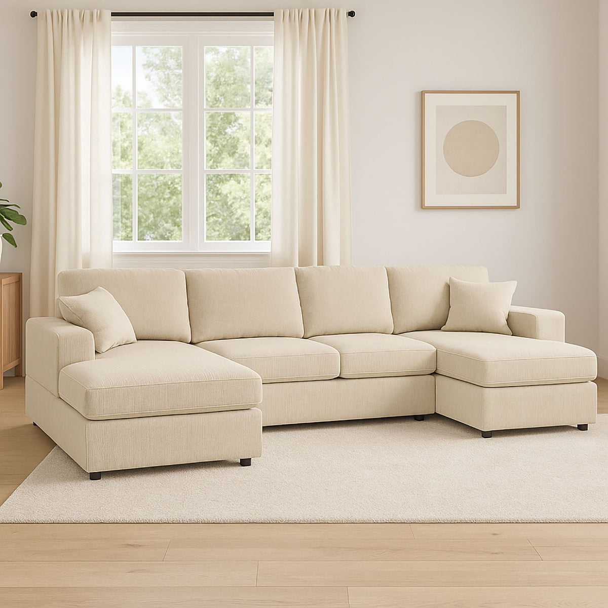 3 Piece Double Chaise Sectional Sofa