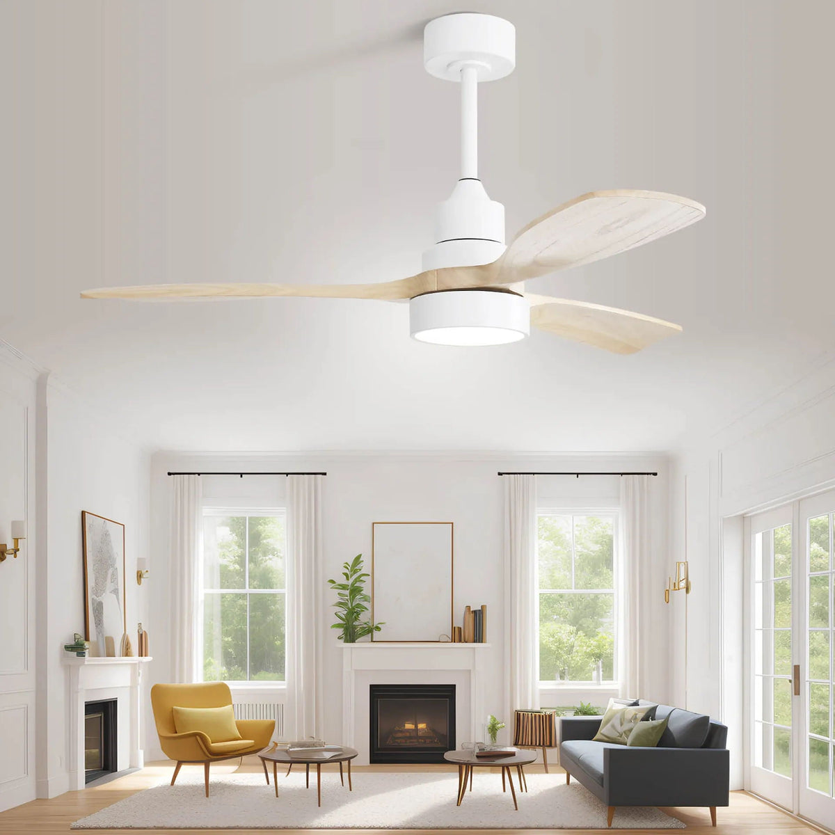 Indoor Ceiling Fan With Dimmable LED Light, 6 Speed Remote ControlLED DC Motor, Reversible Blades