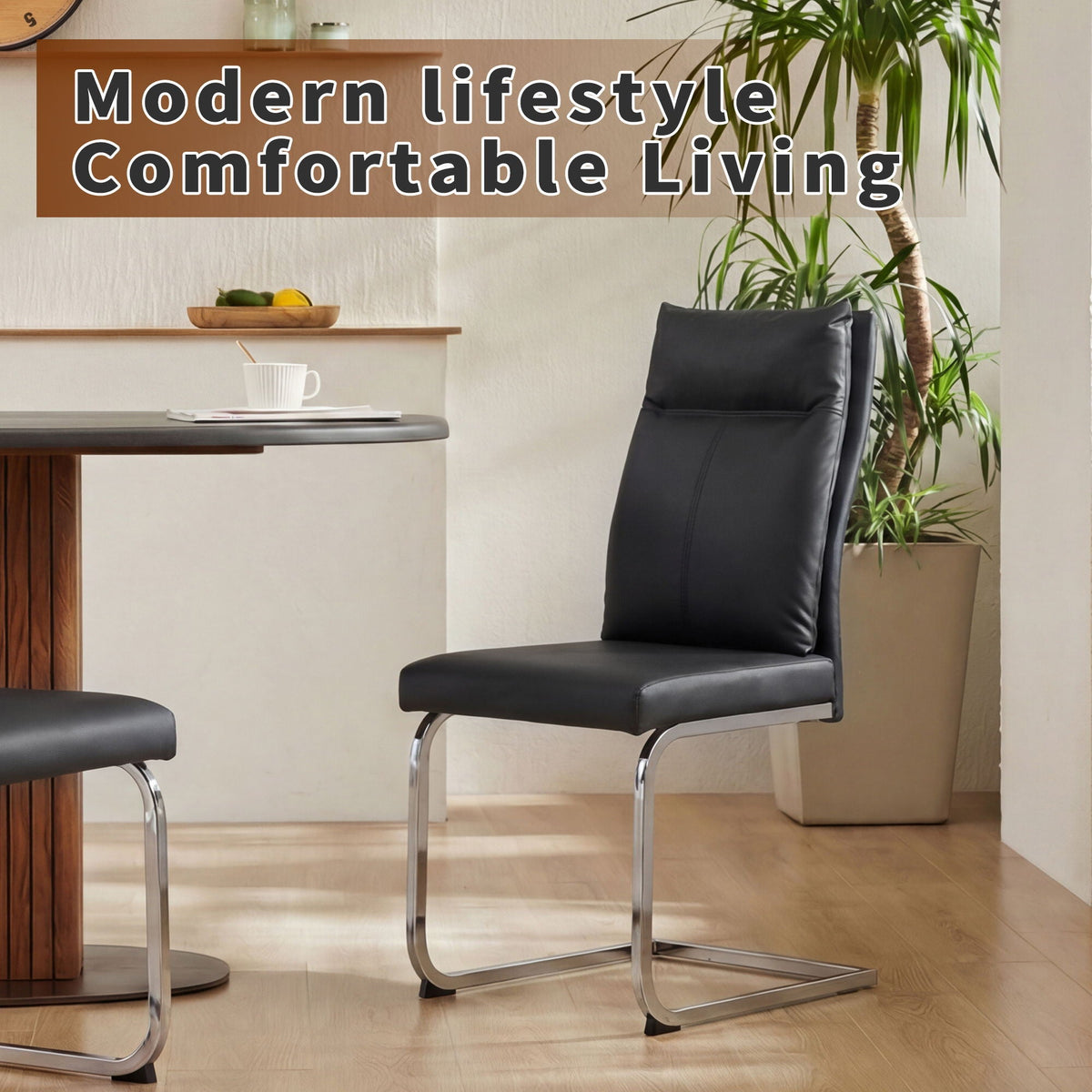 Modern Dining Chair SetWith Soft Cushion Backrest (2 Pieces)