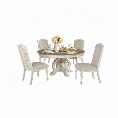 Elegant Dining Set Round Table And Side Chairs