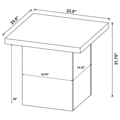 Devar Square Engineered Wood End Table Mango Brown