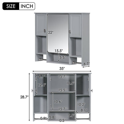 Wall Mounted Bathroom Storage Cabinet With Mirror, Medicine Cabinet With Towel Bar