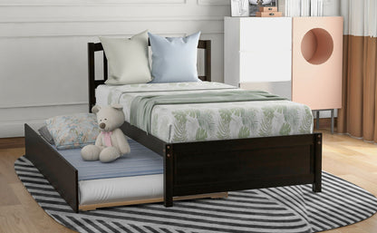 Platform Bed Wood Bed Frame With Trundle