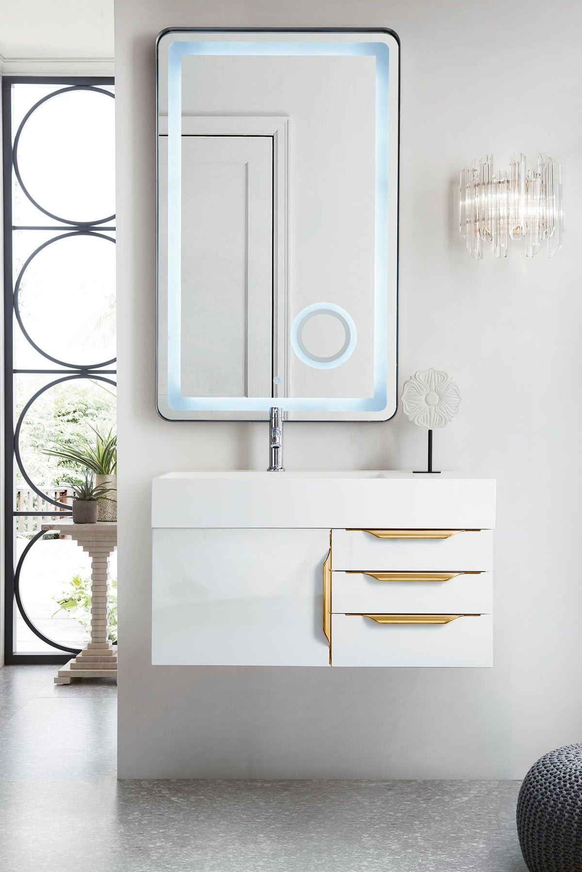 James Martin Columbia 36" Floating Single Bathroom Vanity, Glossy White