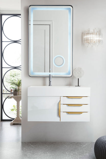 James Martin Columbia 36" Floating Single Bathroom Vanity, Glossy White