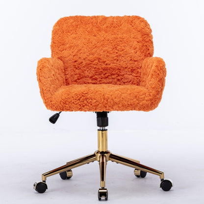 Office Chair, Artificial Rabbit Hair Home Office Chair With Metal Base, Adjustable Desk Chair Swivel Office Chair, Vanity Chair