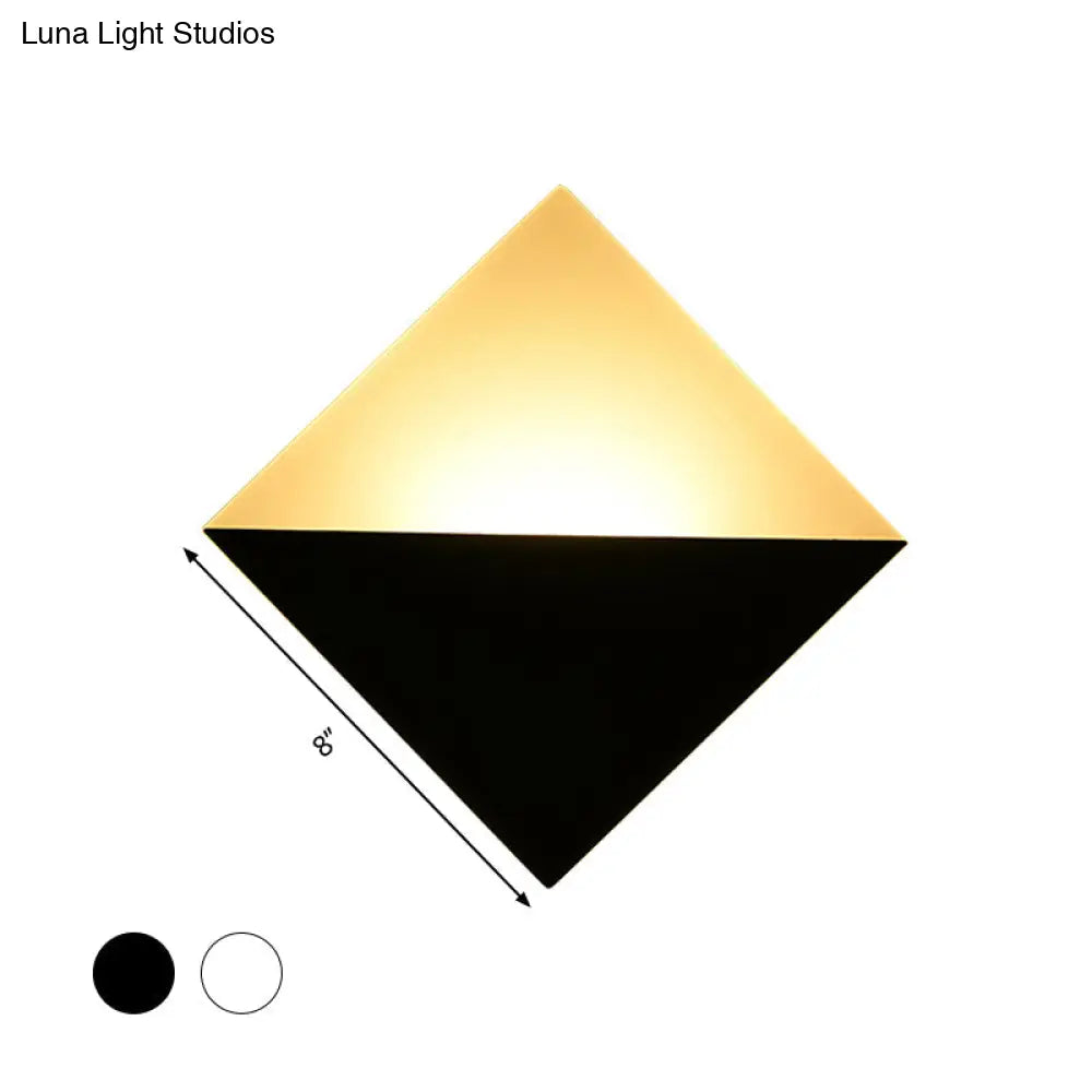 DecorBites™ 8" Contemporary LED Wall Lamp - Acrylic Shade, Black/White Square Wall Sconce Light