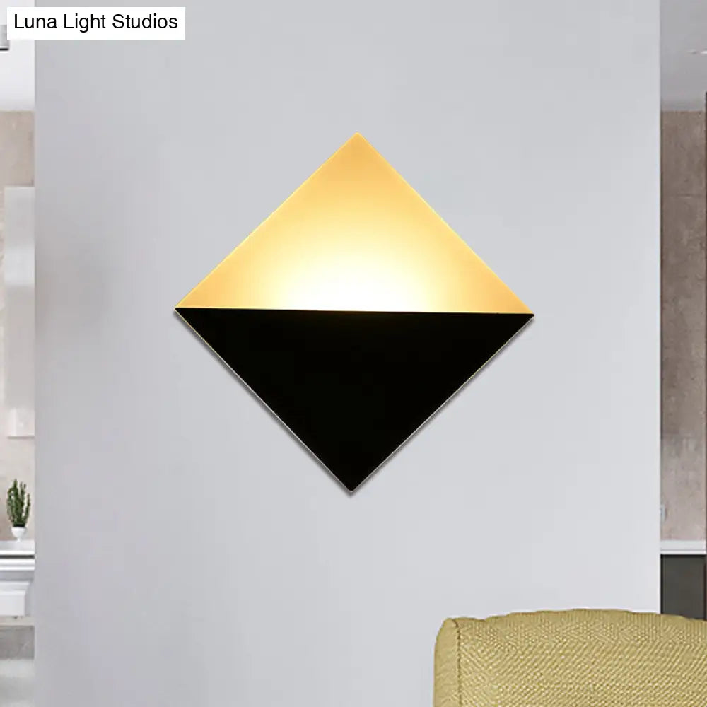 DecorBites™ 8" Contemporary LED Wall Lamp - Acrylic Shade, Black/White Square Wall Sconce Light