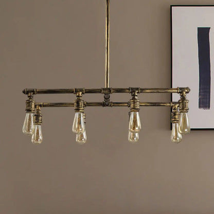 DecorBites™ 8-Light Bronze Island Lamp with Metallic Exposed Bulbs - Bedroom Hanging Light