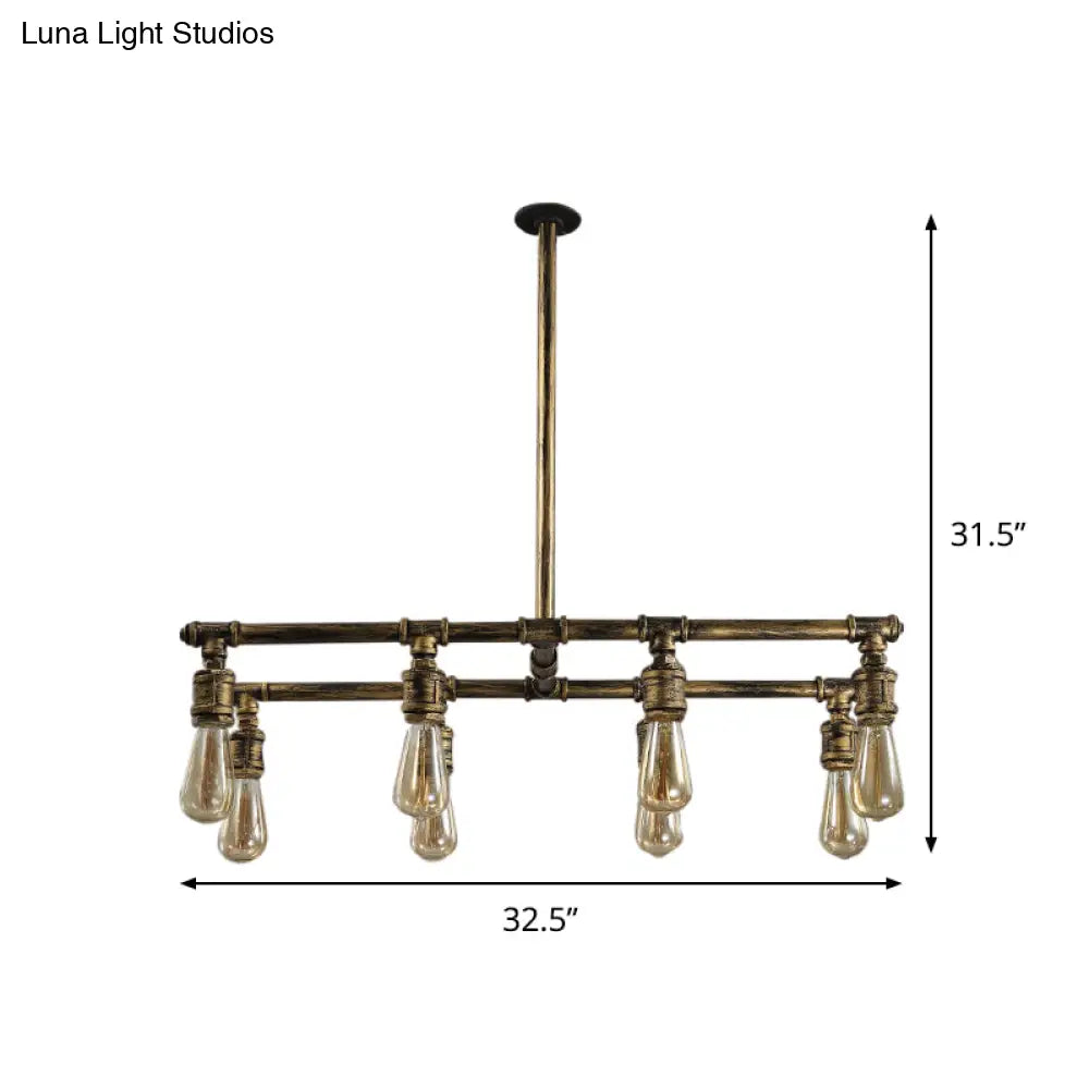 DecorBites™ 8-Light Bronze Island Lamp with Metallic Exposed Bulbs - Bedroom Hanging Light