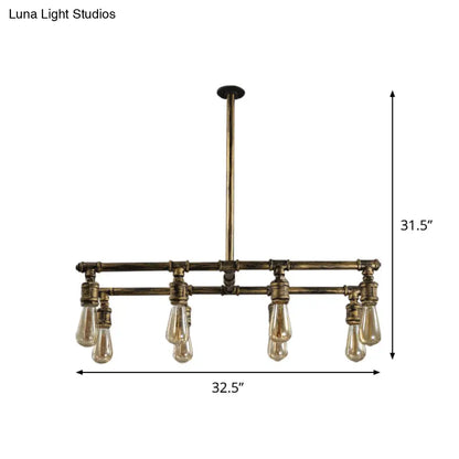 DecorBites™ 8-Light Bronze Island Lamp with Metallic Exposed Bulbs - Bedroom Hanging Light