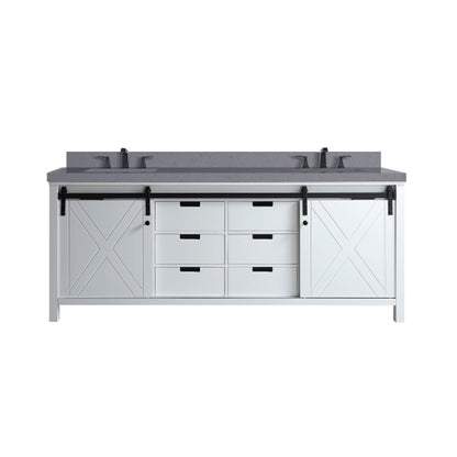 Nuvia White Bathroom Vanity With Gray Quartz Top And Faucet Set (SAK40685)