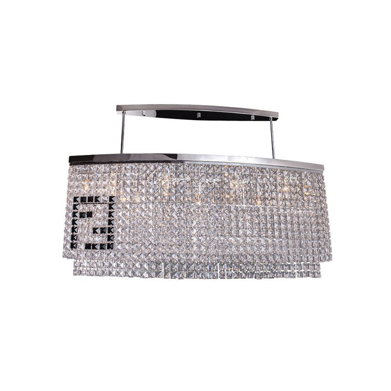 DecorBites™ Modern 6-Light Island Ceiling Lamp with Faceted Crystal Shade in Chrome for Dining Rooms
