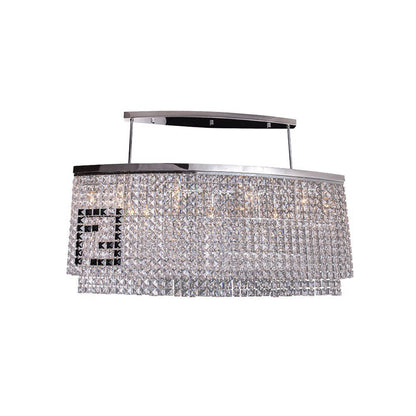 DecorBites™ Modern 6-Light Island Ceiling Lamp with Faceted Crystal Shade in Chrome for Dining Rooms