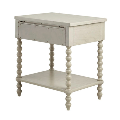 Traditional Durable Nightstand Table With Drawer And Shelf