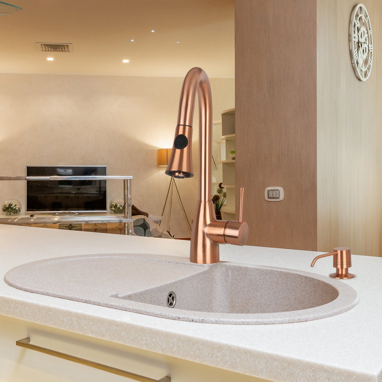 Built in Copper Soap Dispenser Refill from Top with 17 OZ Bottle - AK81002C