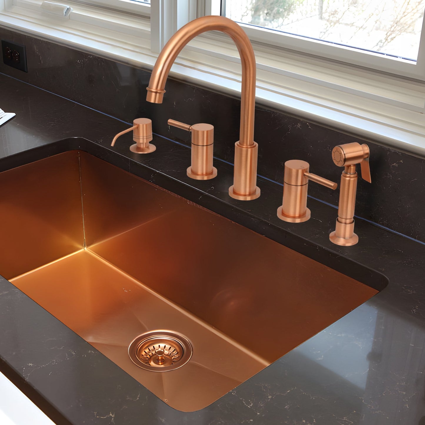 Built in Copper Soap Dispenser Refill from Top with 17 OZ Bottle - AK81002C