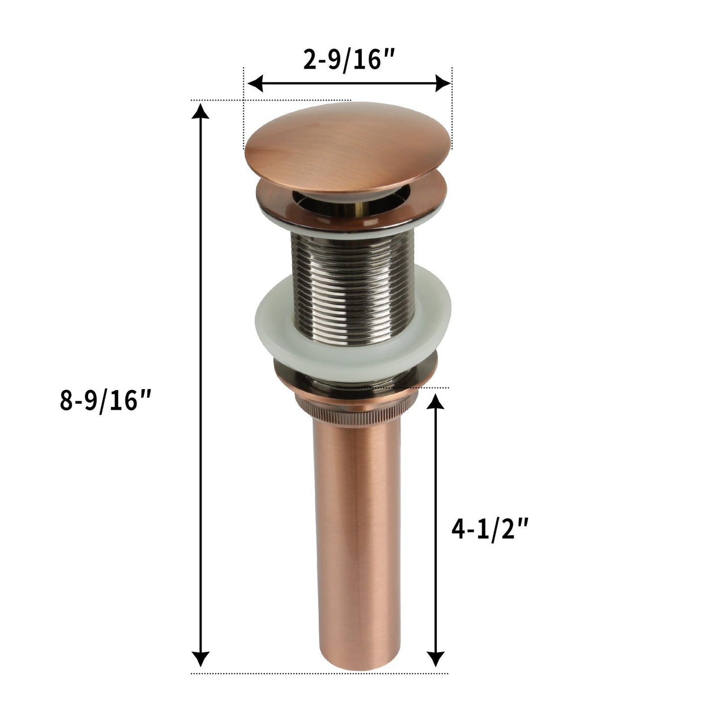 Copper Push Button Bathroom Sink Drain Stopper Without Overflow - AK82001C