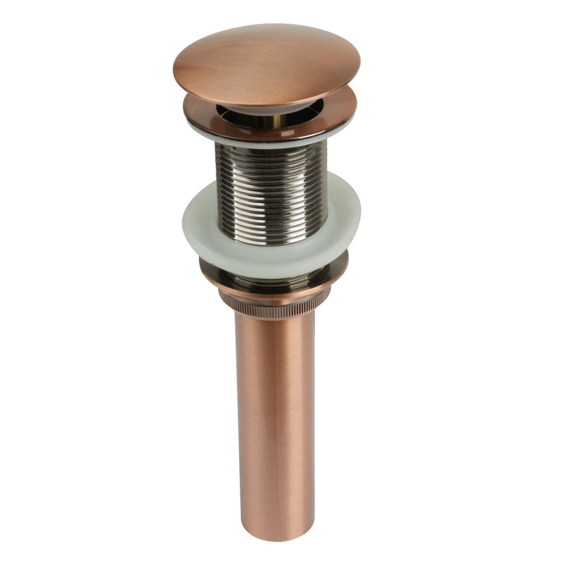 Copper Pop Up Drain Stopper for Bathroom Sink Without Overflow