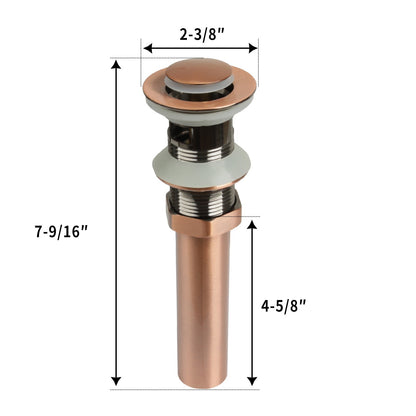Copper Pop Up Drain Stopper With Overflow - AK82003C