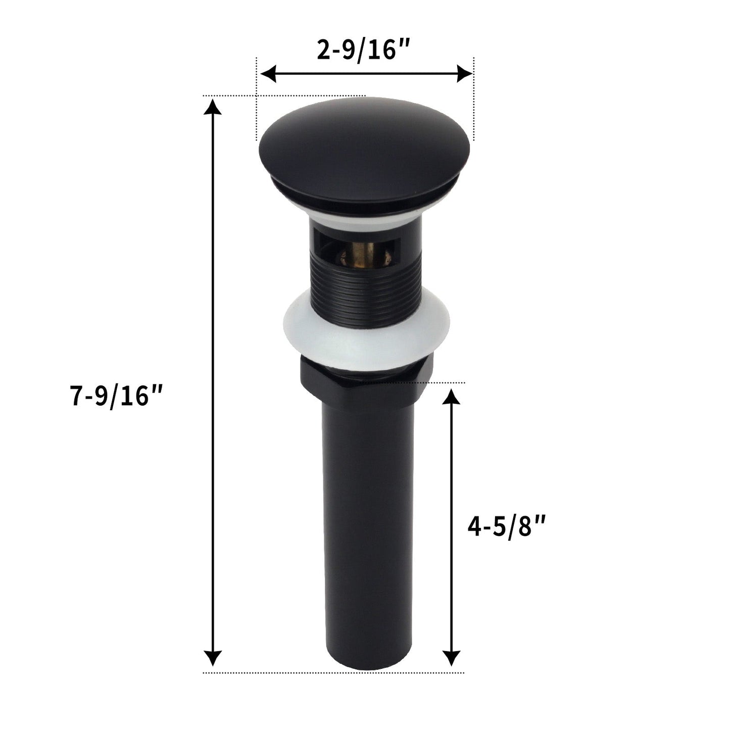 Matte Black Pop up Drain Stopper With Overflow
