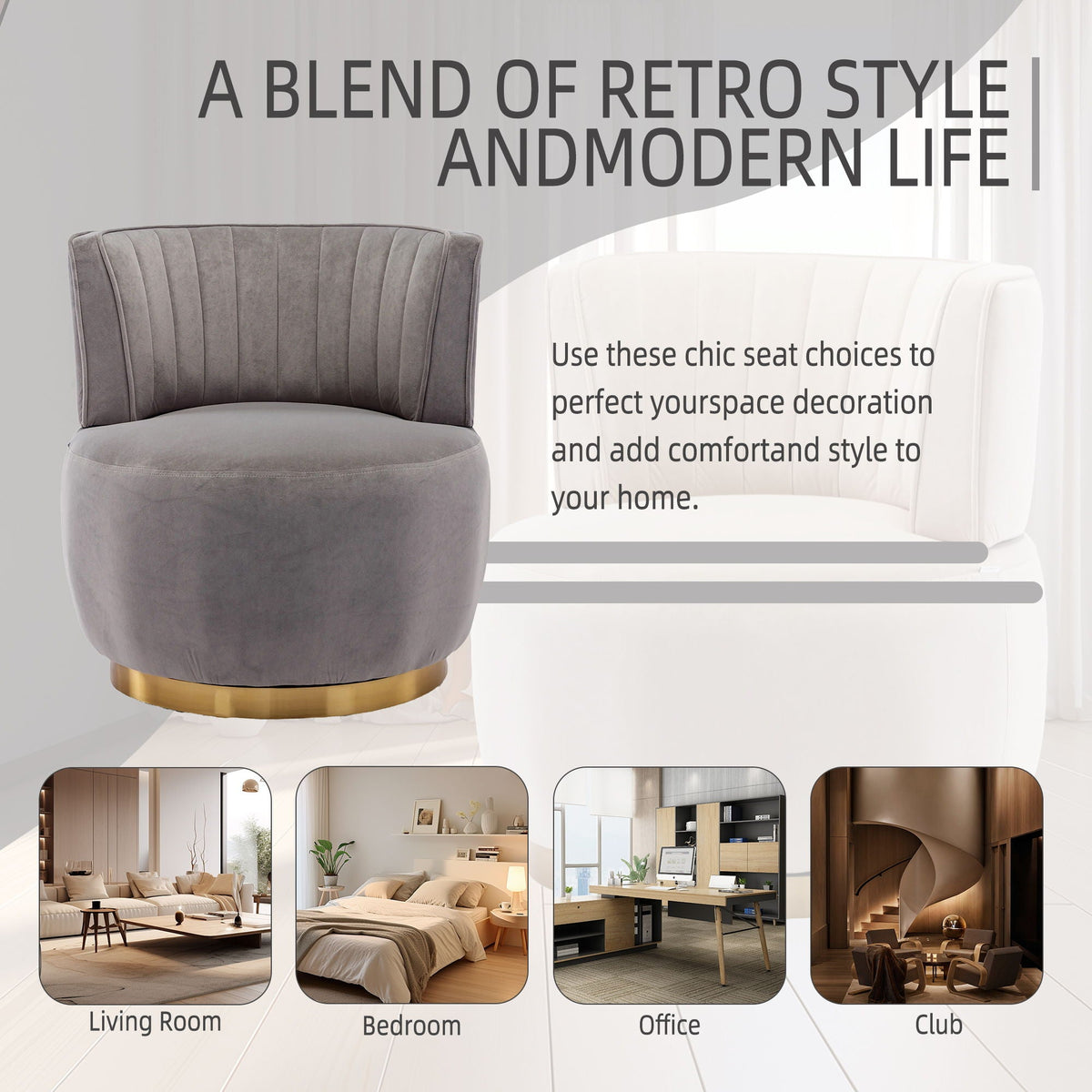 360 Degree Swivel Cuddle Barrel Accent Sofa Chair