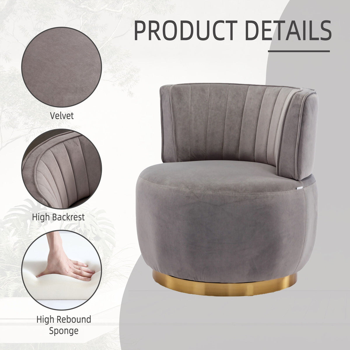 360 Degree Swivel Cuddle Barrel Accent Sofa Chair