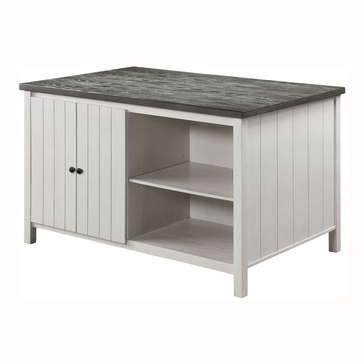 Counter Height Dining Table With Storage Cabinet Base - Dark Gray / Off White / Off White / Gray