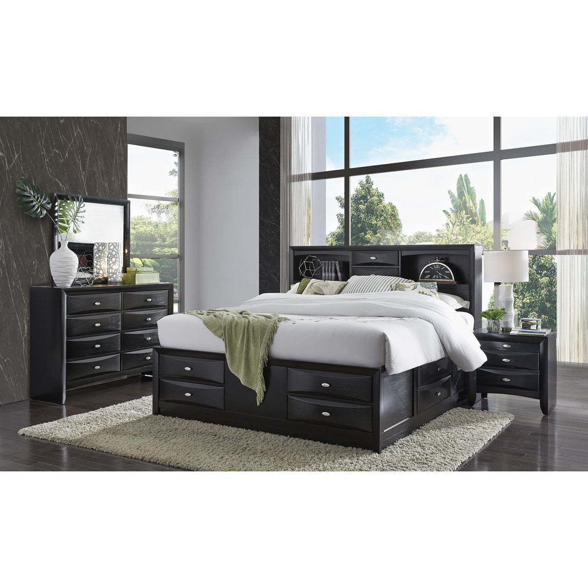 Lucille - Bed With Storage And Bookcase Headboard