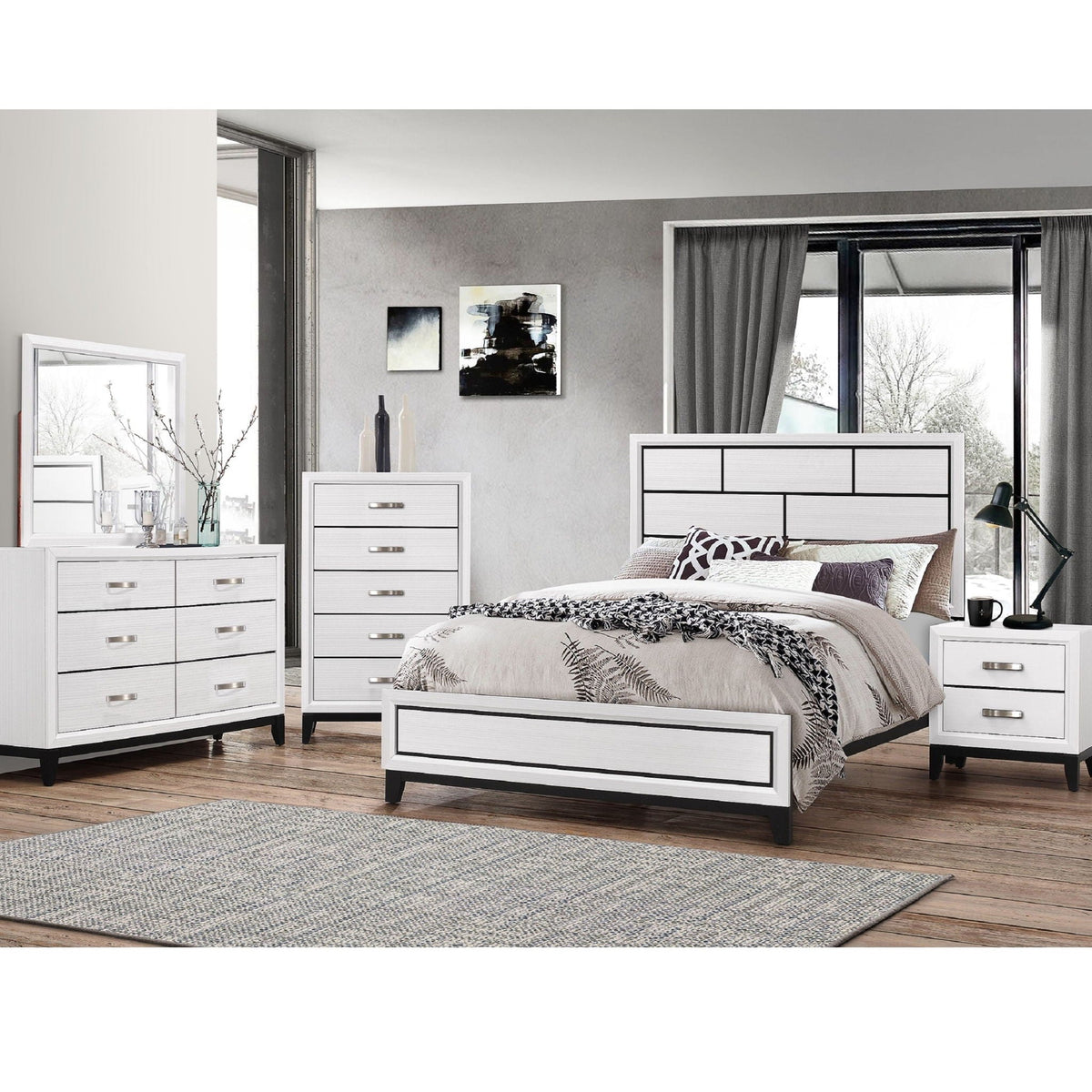2 Drawer Nightstand With Handles Furniture For Bedroom - White