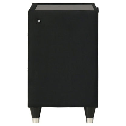 Ravenne 2-drawer Velvet Upholstered LED Nightstand with USB Black