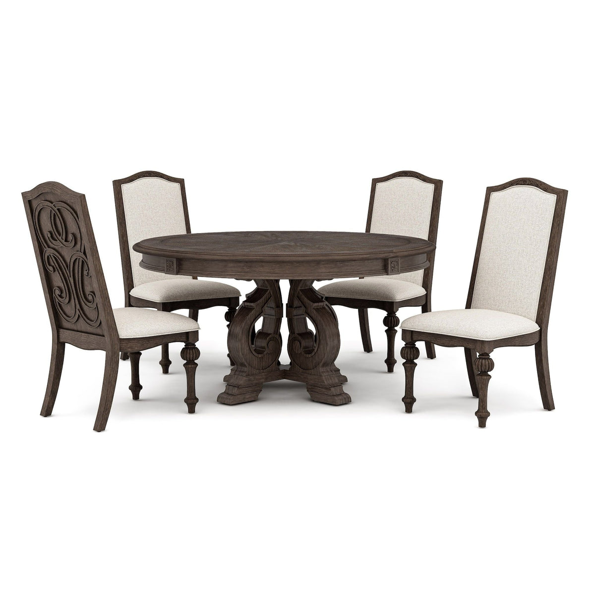 Elegant Dining Set Round Table And Side Chairs