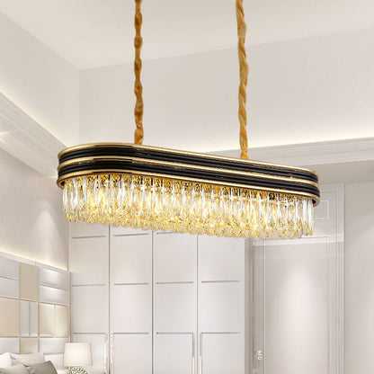 DecorBites™ 10-Light Crystal Pendant Island Ceiling Light in Black and Gold - Simplicity Oblong Design