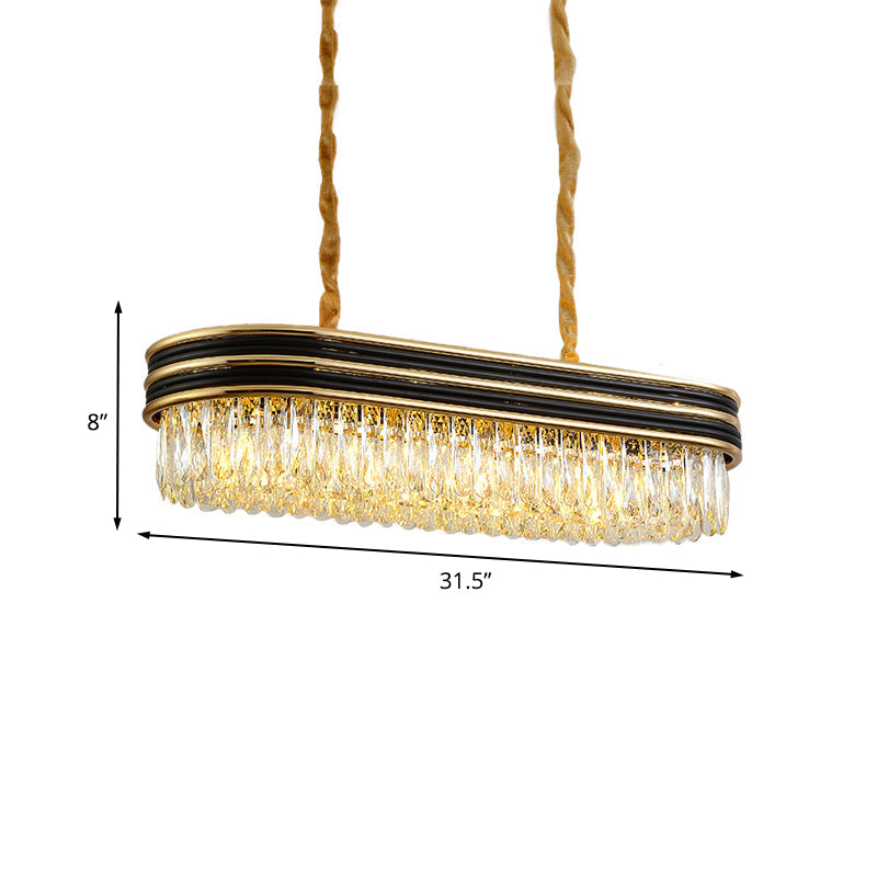 DecorBites™ 10-Light Crystal Pendant Island Ceiling Light in Black and Gold - Simplicity Oblong Design