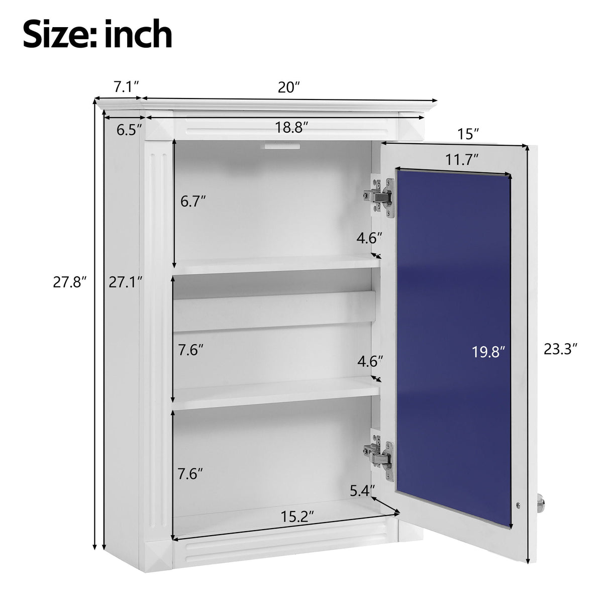 Wall Mounted Bathroom Storage Medicine Cabinet For Over Toilet With Mirror