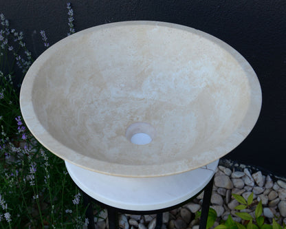 HANDCRAFTED LIGHT BEIGE TRAVERTINE SINK